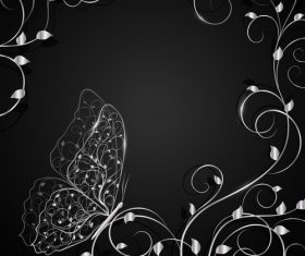 White butterfly and flower background vector