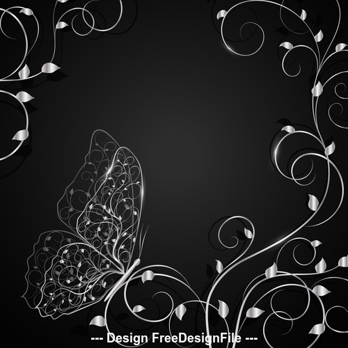 White butterfly and flower background vector