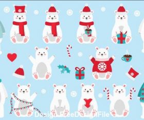 Winter cute animals bear vector