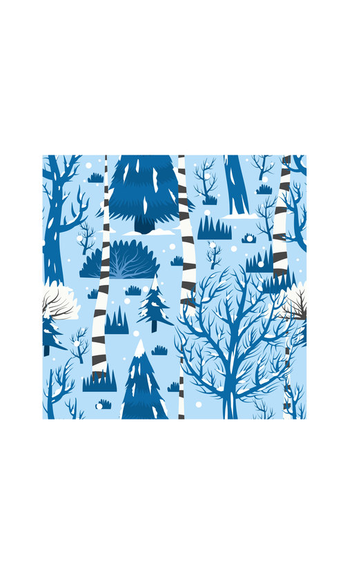 Winter trees pattern cartoon background vector
