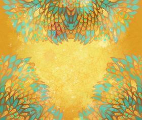 Yellow background hand drawn ethnic floral vector