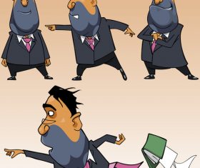 cartoon businessman in a suit in different poses vector
