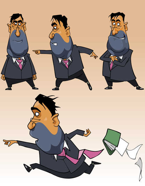cartoon businessman in a suit in different poses vector