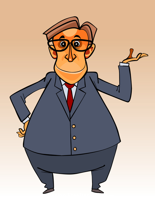 cartoon character big-bellied man in a suit and tie and glasses vector