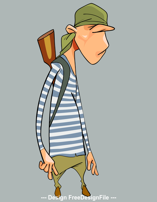 cartoon character surly man in a striped vest vector