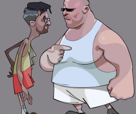 cartoon comic thin man and the fat man talk vector