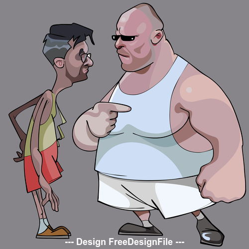 cartoon comic thin man and the fat man talk vector