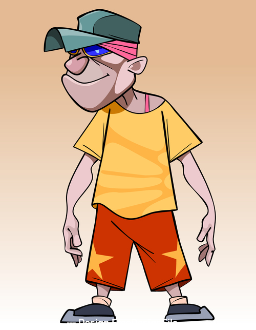 cartoon funny guy in a cap and sunglasses vector
