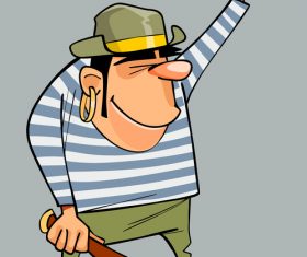 cartoon man in a pirate costume with baton shows gesture vector