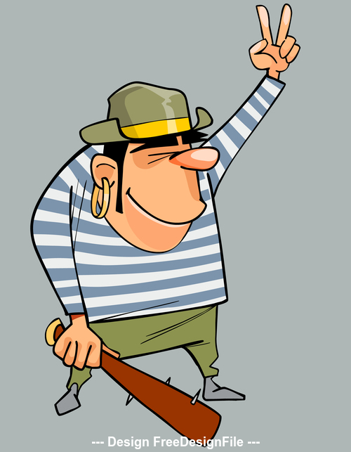 cartoon man in a pirate costume with baton shows gesture vector