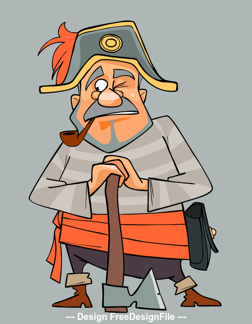 cartoon man in clothes of pirate with an ax vector