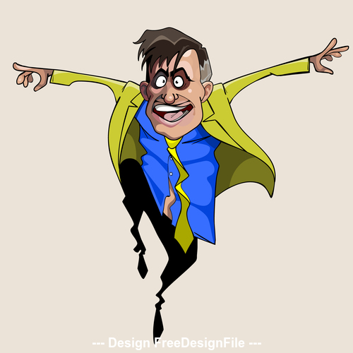cartoon man in suit and tie jumping with joy vector