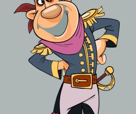 cartoon smiling man in clothes of pirate with saber vector