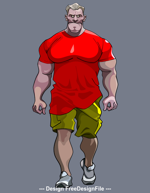 cartoon tense man bodybuilder goes vector free download