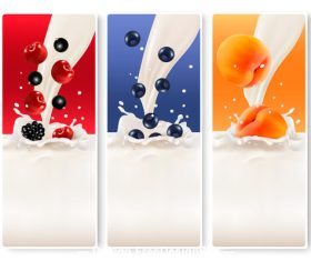 fruits splash in milk vector