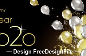happy new year 2020 decorative balloons vector