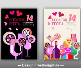 valentines day cocktail party posters vector