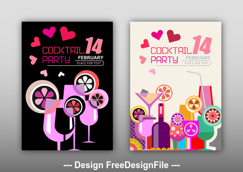 valentines day cocktail party posters vector