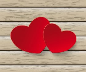 2 Red Hearts Wood vector