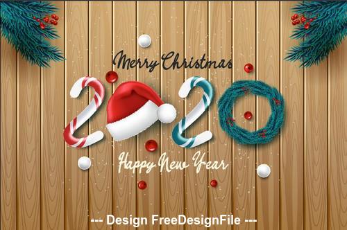 2020 Christmas background and pine branches decorative vector