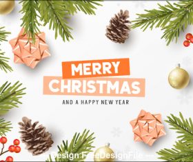 2020 pine branch pine cone berry background christmas greeting card vector