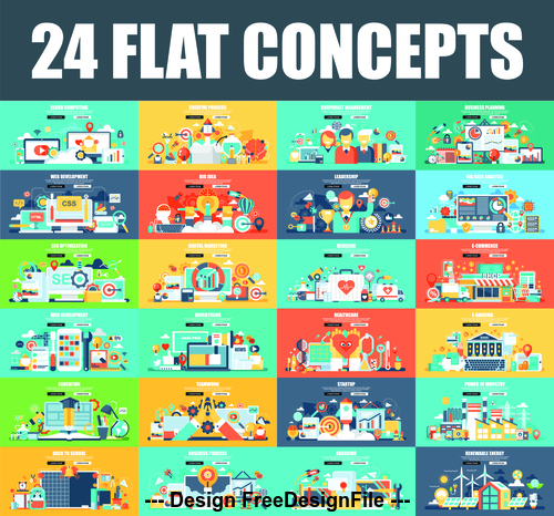 24 flat concepts vector
