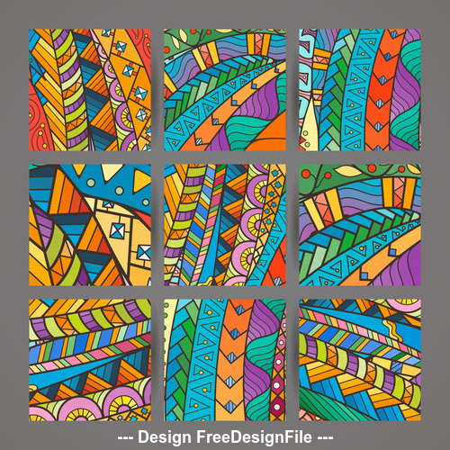 Abstract colorful intricate patterns vector