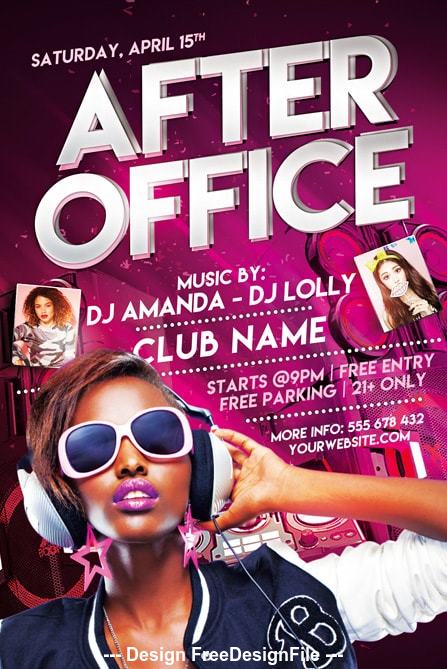 After Office Party Flyer Design PSD Template free download