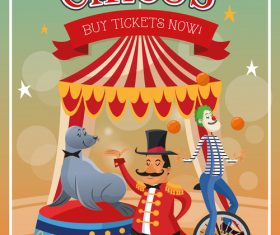 Animal and clown show poster vector