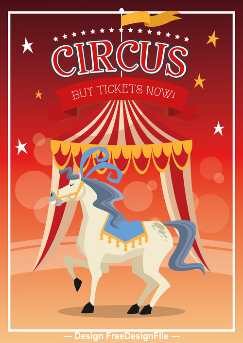 Animal and tent circus poster vector