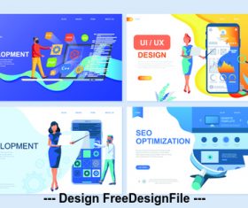 App development flat banner concept illustration vector
