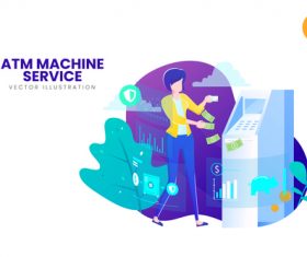 Atm machine service vector illustration