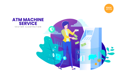 Atm machine service vector illustration