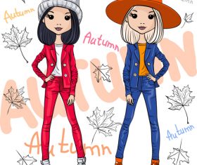 Autumn fashion girl vector