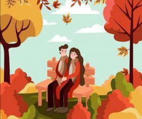 Autumn park couple vector