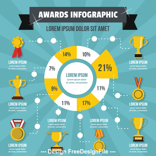 Awards infographic vector flat style