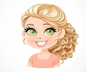 Beautiful blond girl with curled into tight ringlets hair gathered vector
