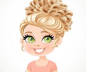Beautiful blond girl with long hair arranged vector