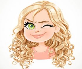 Beautiful blond girl with magnificent curly hair vector