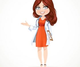 Beautiful cartoon female doctor vector