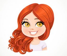 Beautiful girl with magnificent curly hair portrait vector