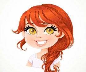Beautiful girl with red hair carelessly braided plait vector