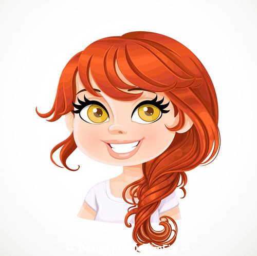 Beautiful girl with red hair carelessly braided plait vector