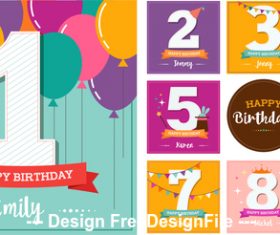 Birthday design elements card vector