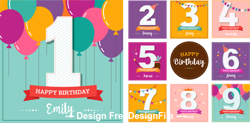 Birthday design elements card vector