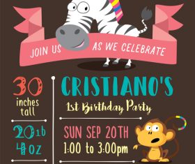 Birthday party cartoon Animal card vector