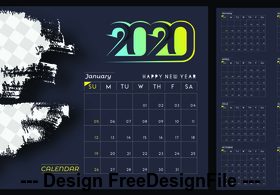 Black background 2020 new year calendar vector
