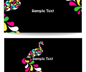 Black background card and abstract bird vector