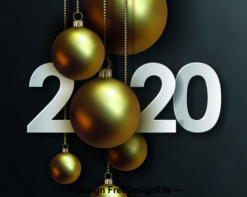 Black background new year golden ball decoration background vector