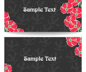 Black background red flower card vector